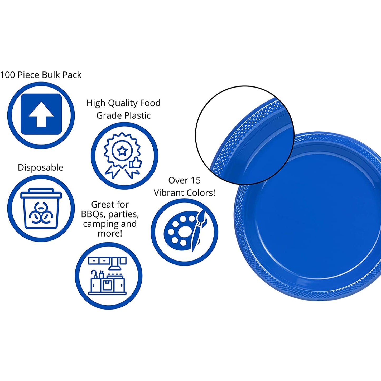 10 In. Dark Blue Plastic Plates - 50 Ct.