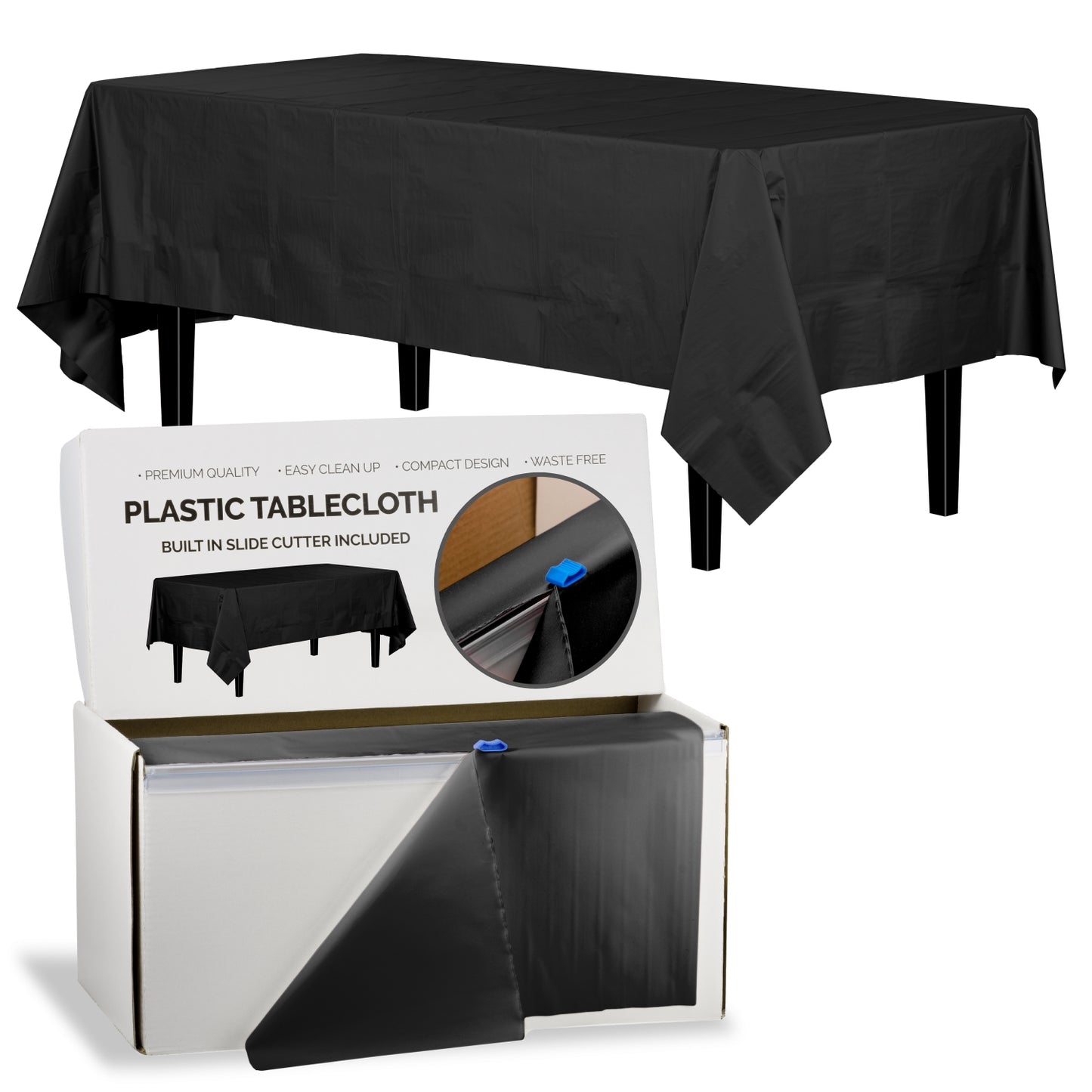 54" X 100' Select A Size Table Cover - Black