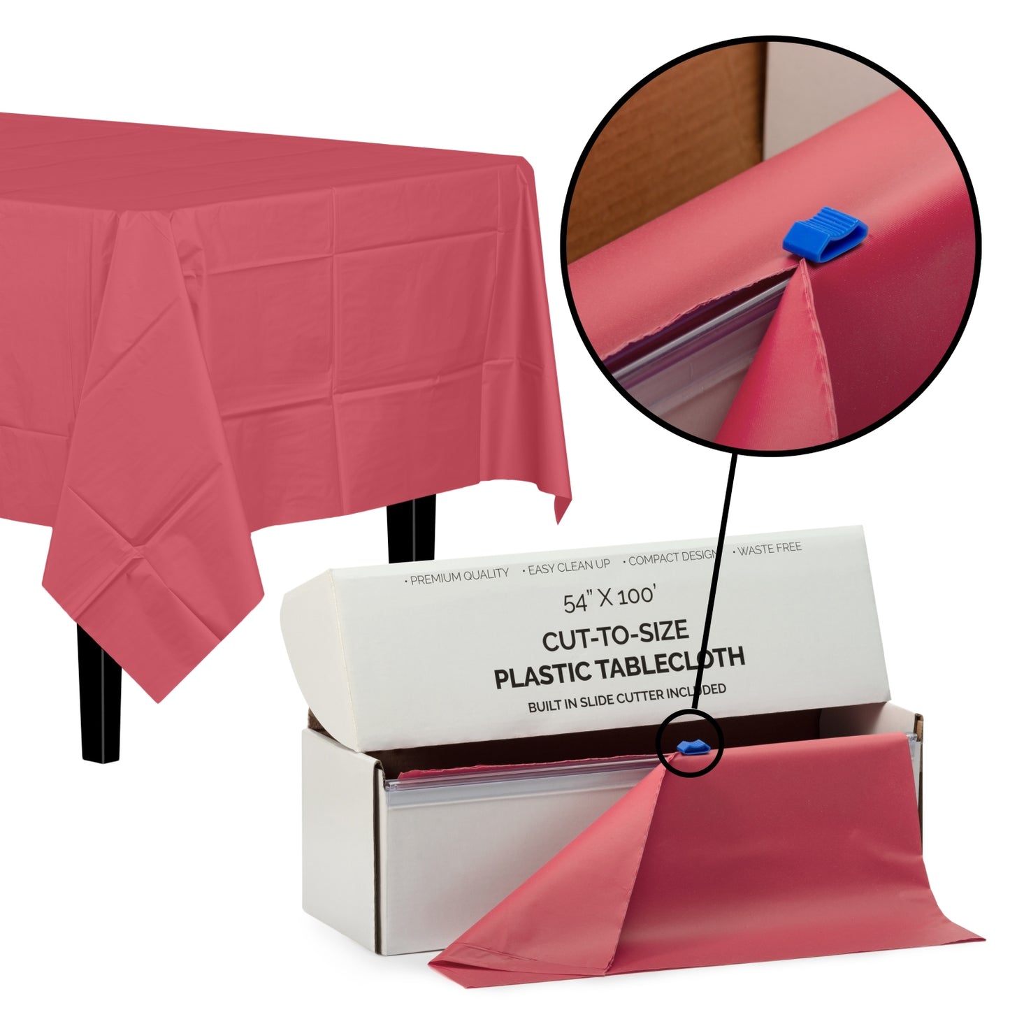 54" X 100' Select A Size Table Cover - Burgundy