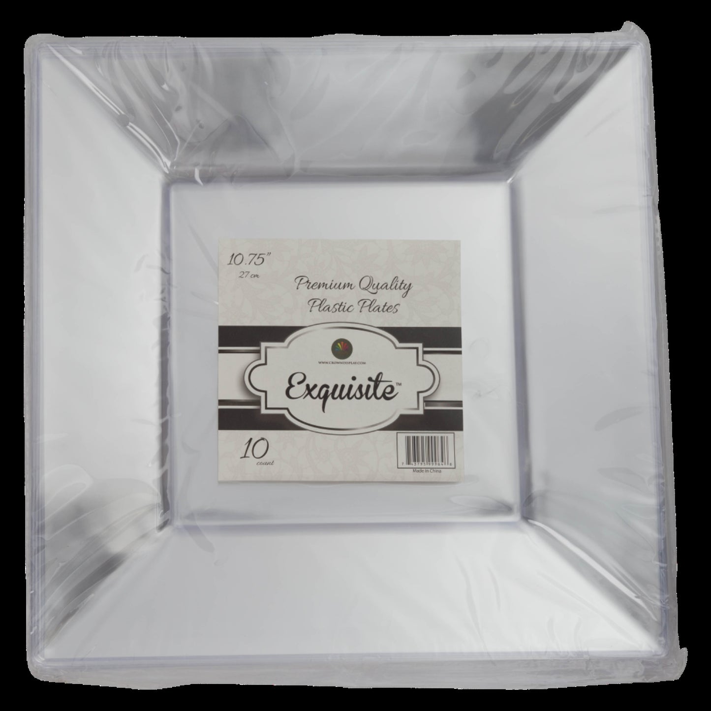 Case of 12 - 10.75" Clear Square Plates - 10 ct.