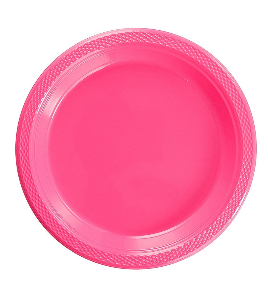 Case of 12 - 7" Plastic Plates 50 ct. - Cerise
