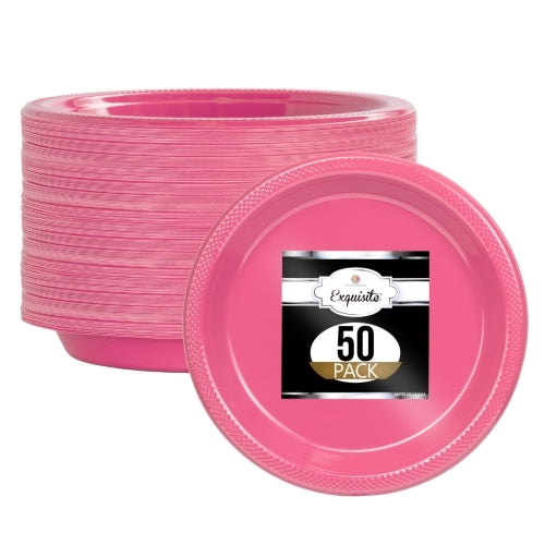 9 In. Cerise Plastic Plates - 50 Ct.
