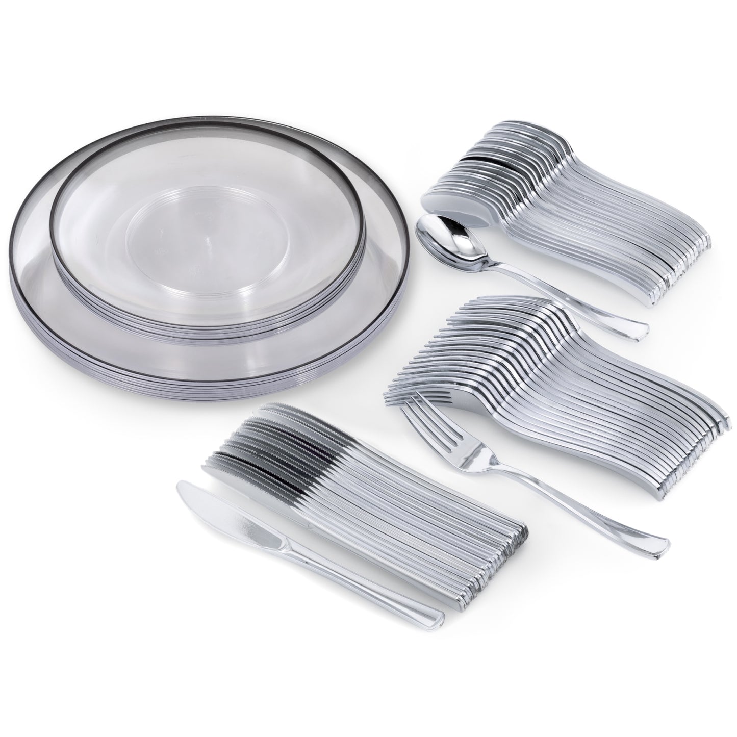 10" Classic Clear Design Plates - Black Rim (10)