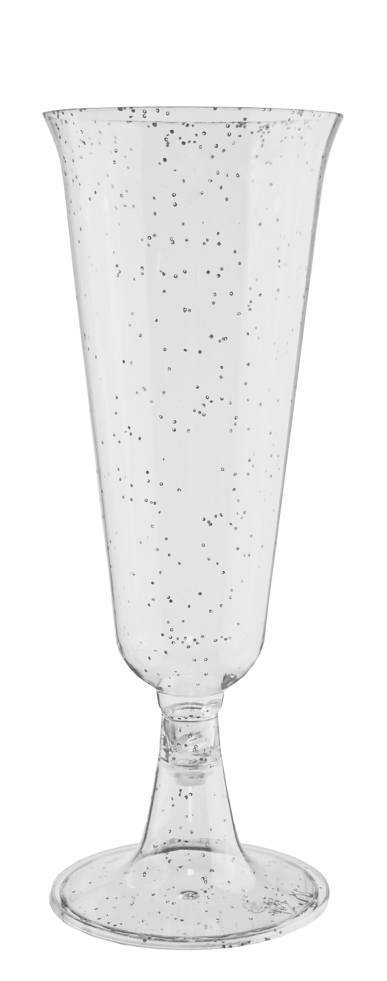 5 Oz. Silver Sparkle Plastic Flute Glasses - 12 Ct.