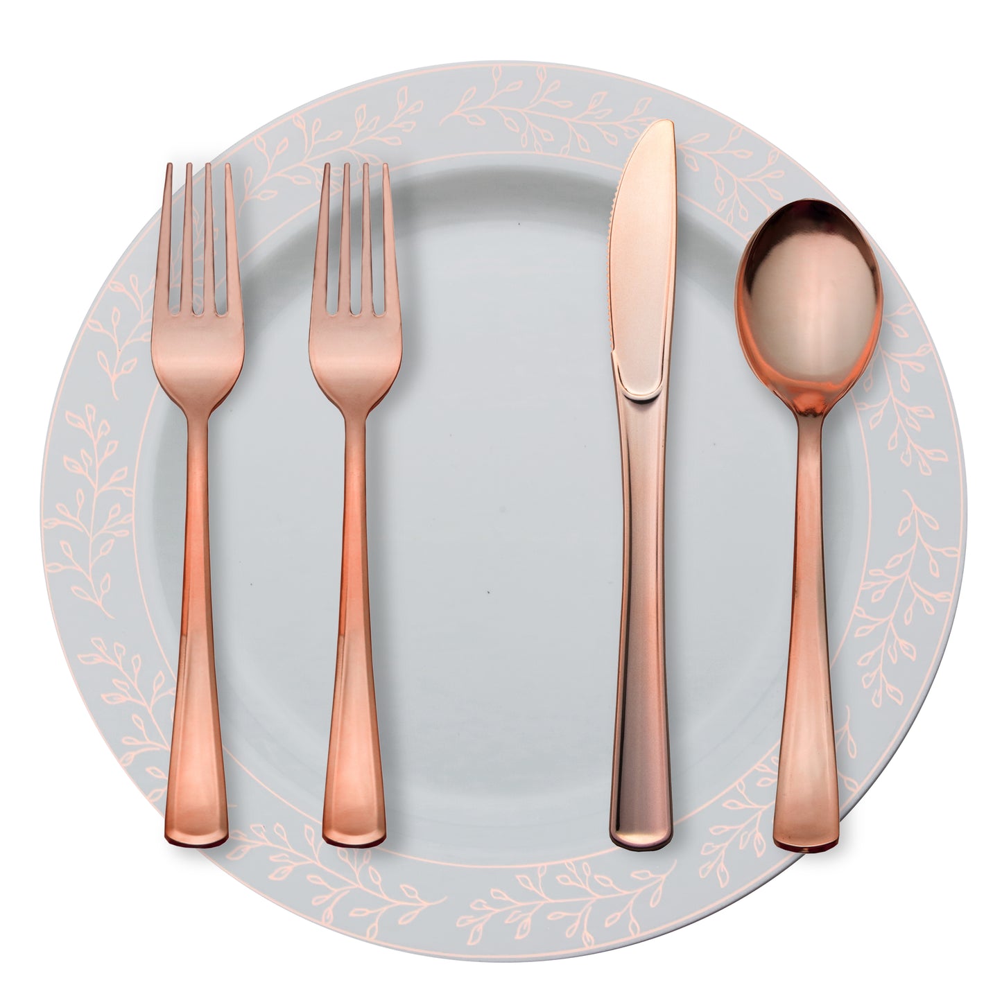 Case of 12 - 9" Rose Gold Leaf Premium Plates - 10 ct.