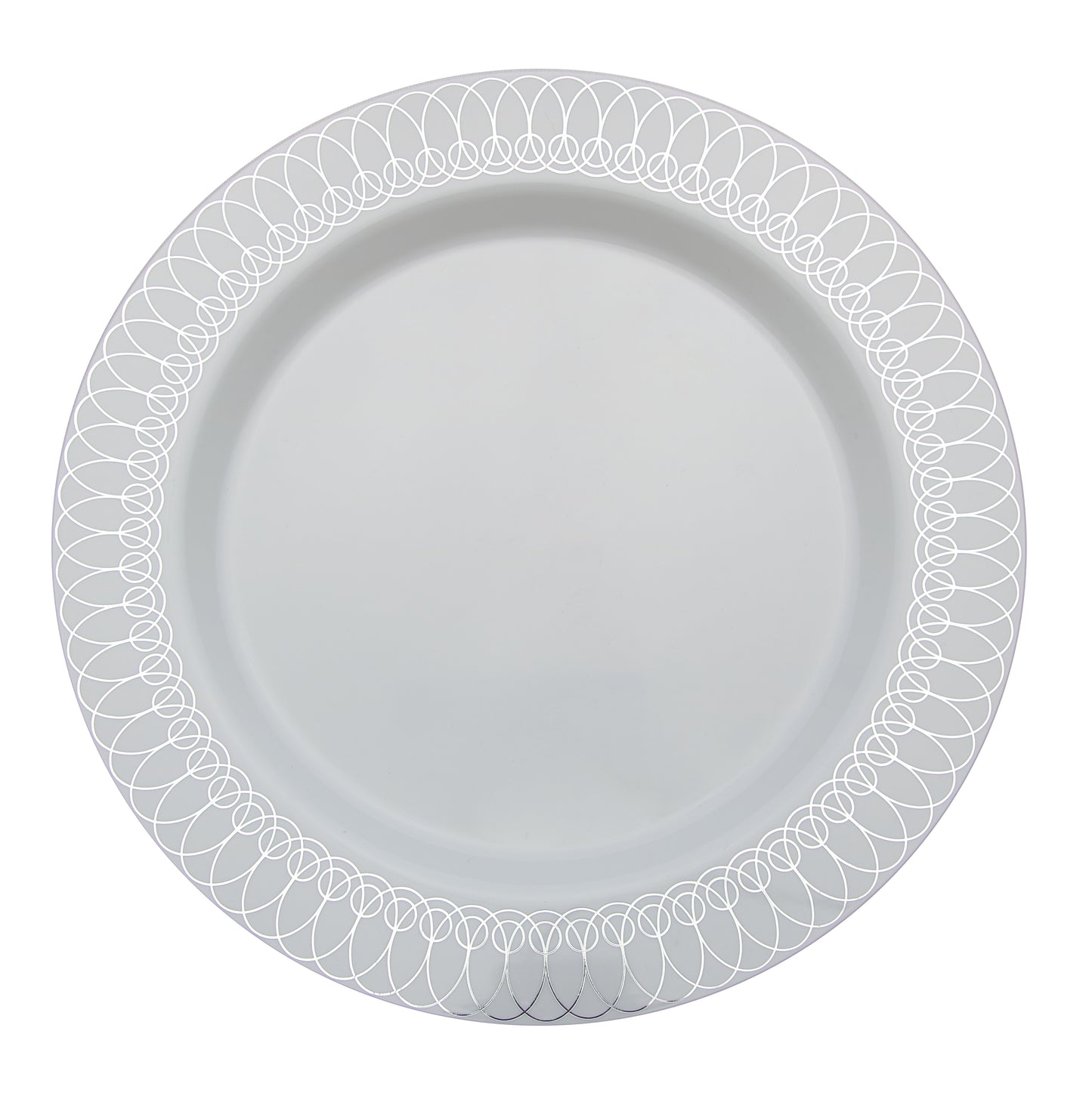 Case of 12 - 9" Silver Ovals Premium Plates - 10 ct.