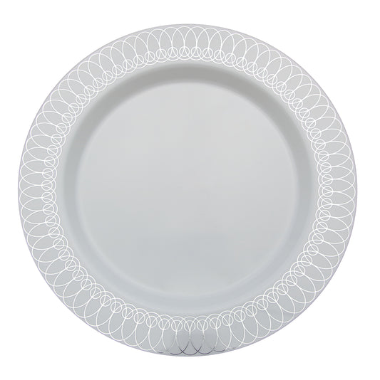 Case of 12 - 9" Silver Ovals Premium Plates - 10 ct.