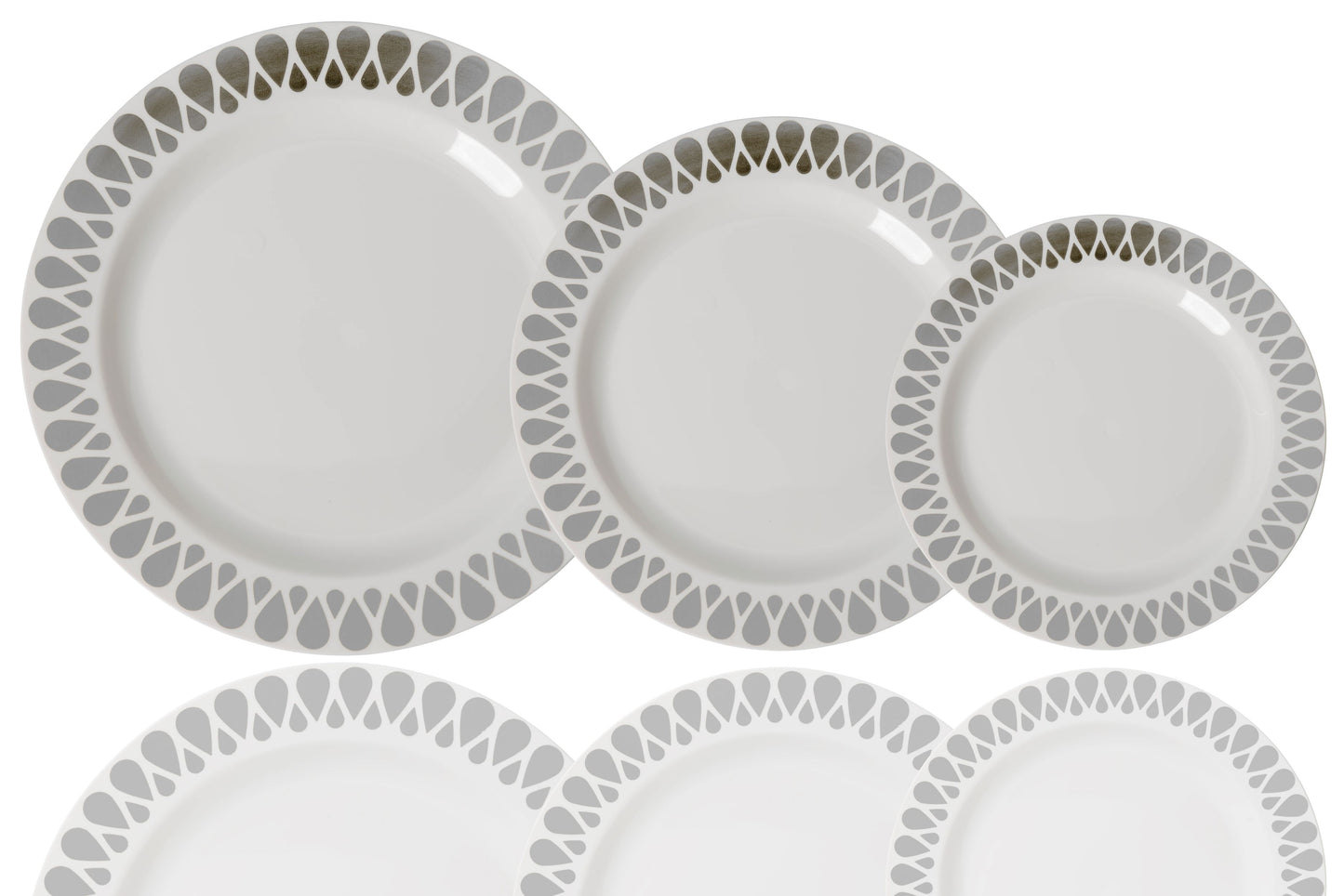 Case of 12 - 9" Silver Droplet Premium Plates - 10 ct.