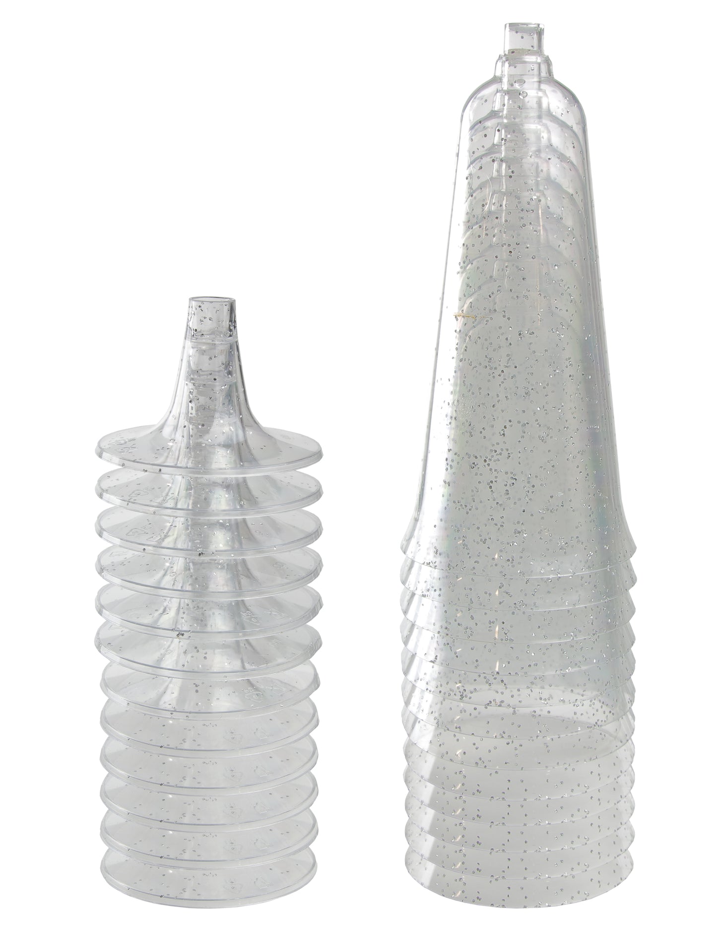 5 Oz. Silver Sparkle Plastic Flute Glasses - 12 Ct.