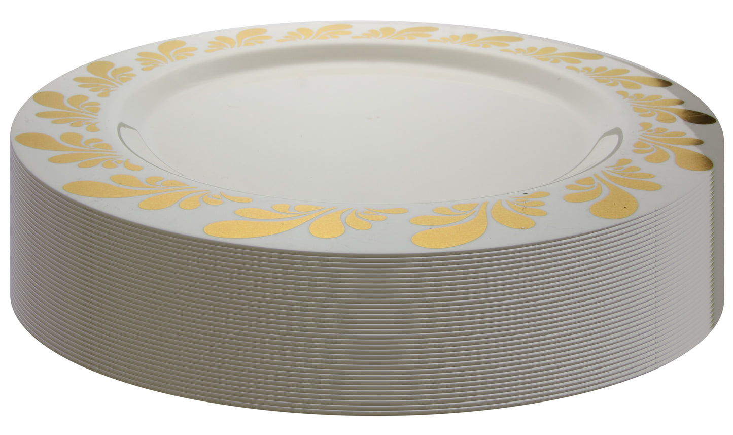 Case of 12 - 9" Gold Splash Premium Plates - 10 ct.