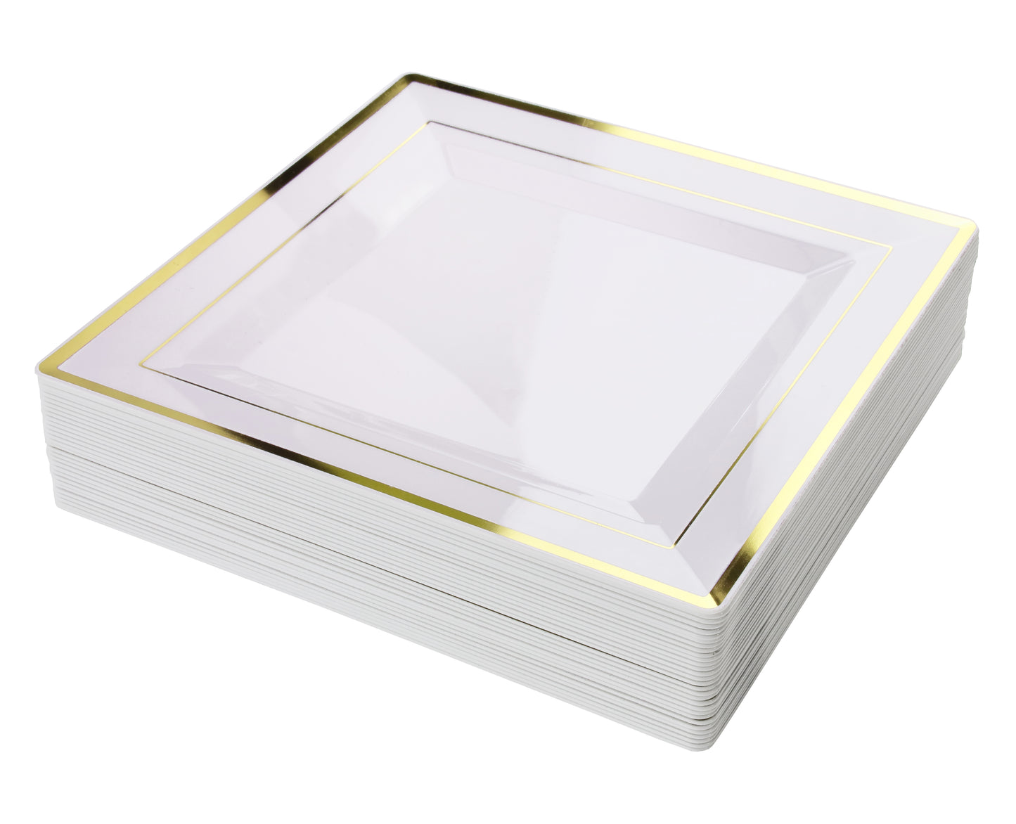10.75 In White/Gold Line Square Plates - 10 Ct (120)