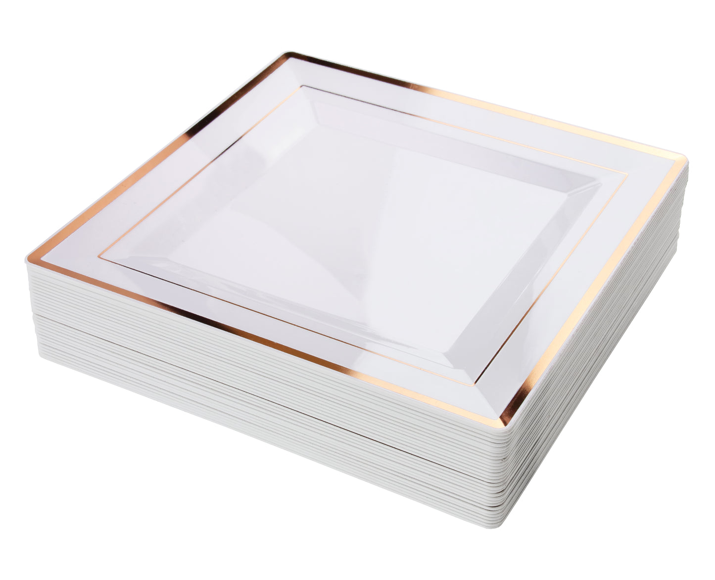 10.75 In White/Rose Gold Line Square Plates - 10 Ct